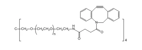 四臂聚乙二醇二苯基环辛炔，4-Arm-PEG-DBCO，在水中有很好的溶解性，取用要干燥
